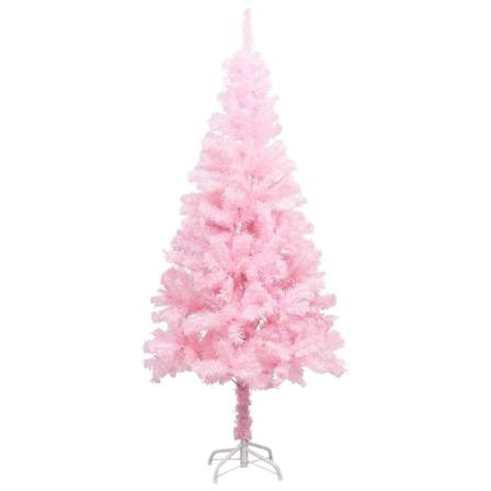 Vidaxl Plastgran Med Led Och Julgranskulor Rosa 120 Cm Pvc Rosa