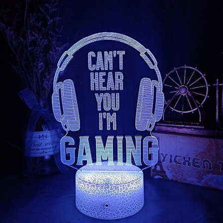 3D LED-lampa spelrum belysning spel nattlampa spelbord lampa hörlurar spelområde belysning heminredning present gul