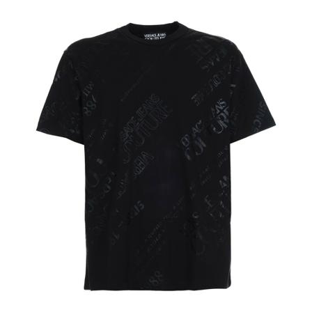 Versace Jeans Couture T-Shirt brand name covering surface Blå, Herre