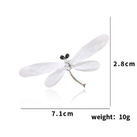 Djurbrosch för män och kvinnor Dragonfly - Vit - Metall Enkel Nål