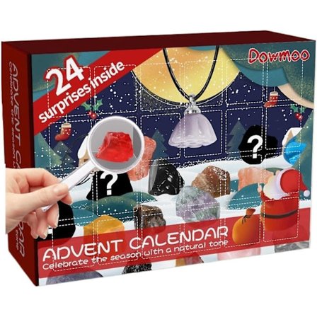Julkalender, Julkalender 24 lådor Rolig Jultomte Nedräkning Mineralkristall Blind Box Leksak Pojkar Adventskalender Kit