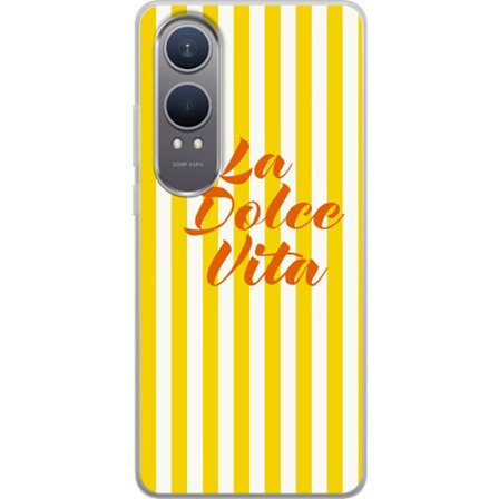 Kompatibelt Mobilskal till OnePlus OnePlus Nord CE4 Lite La Dolce Vita poster gula-vita ränder italiensk text retro design citat mönster italienskt