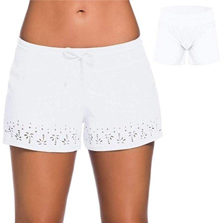 Dame Bikinitrusser Badeshorts Beach Shorts Hot Pants Badetøj . Hvid, XXL