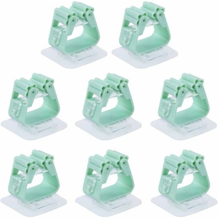 Mop- ja luutapidike seinälle kiinnitettävä, raskas moppiklipsi luutakoukku 8 kpl itseliimautuva säilytysteline järjestäjä keittiöön, puutarhaan, 