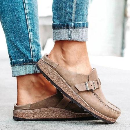 Kvinnor Sommar Flat Slip-on Casual Sneakers khaki 8