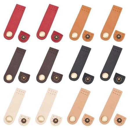 12 stk. PU Læder Trykknapper, 6 Farver Sy på PU Læder Faneblåst Lukning DIY Håndlavet Håndværk Syning Sna