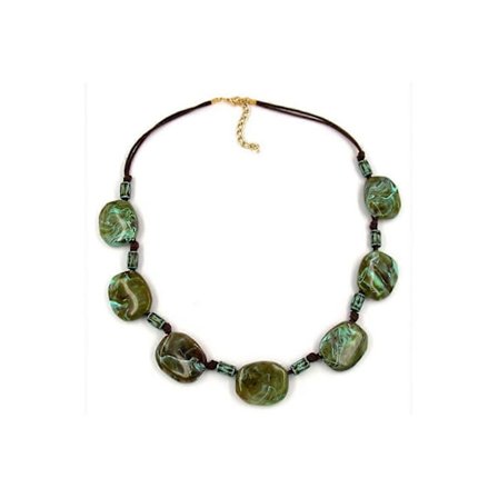 Halsband Fantasy Beads Olivgrön 50cm - Gl02352