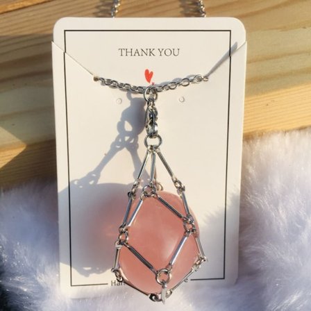 Crystal Holder Cage Necklace Crystal Net Metal Halsband SILVER