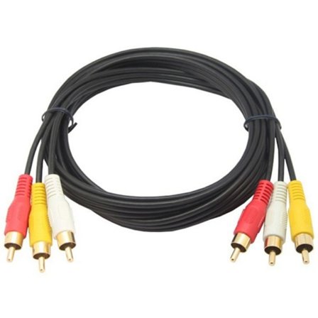 Kabel (5 FT) 2RCA hann til 3RCA hann stereo lydkabel, kompositt lyd [høyre/venstre] 3 RCA plugg M/M-kontakt gul, rød og hvit for A/V-mottaker,