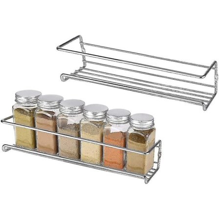 Krydderhylle i metall, 2 deler, krydderstativ i metall, krydderhylle på veggen