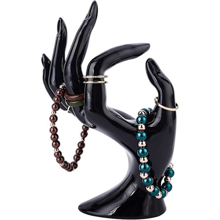 Hånd Smykke Display Stativ, Hånd Ringholder Armbånd Smykker Stativ OK Form Hånd Stativ Smykker Showcase Display til Hjem og Butik, Sort, 1 stk