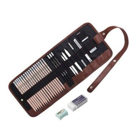 Skisse sett, tegneblyanter og skisseblokk