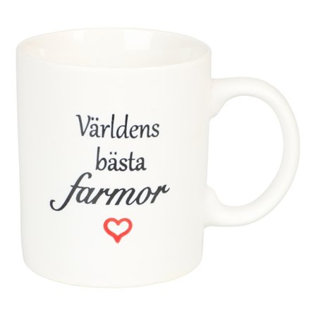 Mugg Världens bästa mormor, morfar, farmor eller farfar – hjärtlig presentmugg
