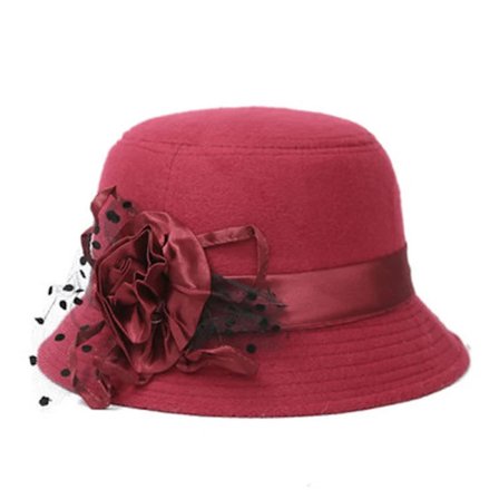 Filtmössa Fall Cloche Hink Blommös Cap Elegant Dam_tfrf