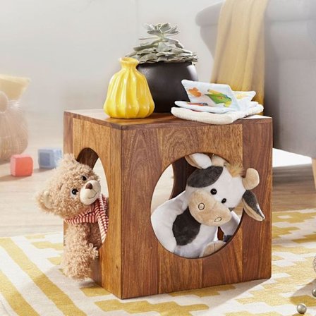 Rootz sidebord massivt træ Sheesham 35x35 cm Cube stuebord design landlig sofabord firkantet