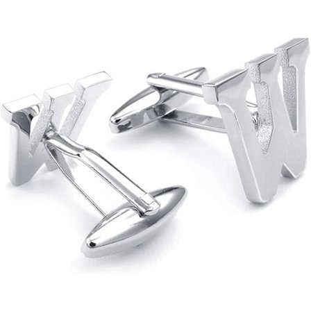 Initial Alphabet Letter Manschettknappar för Män Bröllopsgåva,Silve