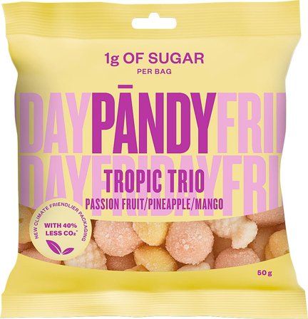 Pandy Tropic Trio Sukkerfri 50 g, Helse & Madvarer, Snacks, Lakrids & Vingummi