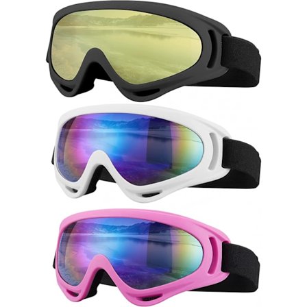 3-delt motorsykkelbriller, UV-bestandig, vind- og støvbestandig, skibriller, voksen- og ungdomsbriller for menn og kvinner