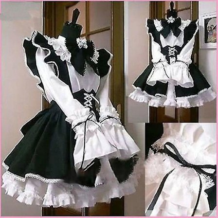 Damer Maid Outfit Anime Kjole Forklæde Kjole Lolita Kjole Mænd Cafe Kostume Cosplay