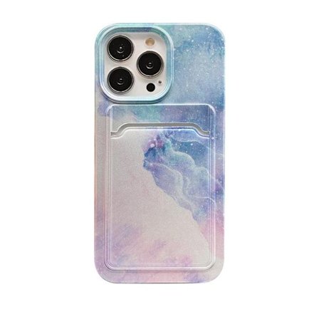 iPhone 13 Pro Max etui med kreditkort tegnebog pung marble galaxy