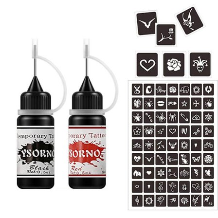 2 Farve Midlertidig Tatoveringssæt til Kvinder Mænd Børn Fake Tatoveringer Semi Permanent Tatoveringsblæk Kunst Maleri