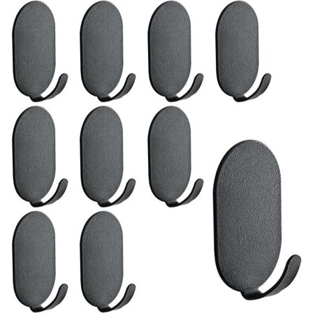 10 stk. selvklæbende kroge Selvklæbende kroge Kulstofstål Vandtætte vægkroge Kraftige håndklædeholdere Rustfri krog (sort)