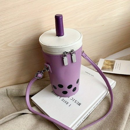 Mini Boba Tea Crossbody-veske for kvinner - Søt koppformet veske med justerbar stropp, glidelåslukking, Beige/Rosa/Svart/Hvit/Brun/Grå/, Com (FMY)