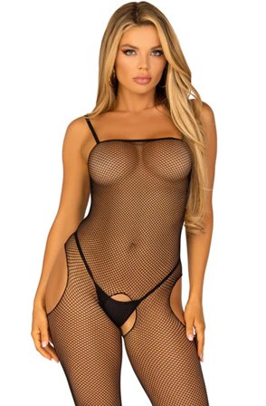 Suspender Bodystocking Black O/S Bodystocking