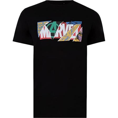 Marvel Mens Scrapbook Logo T-shirt 12-13 År Svart