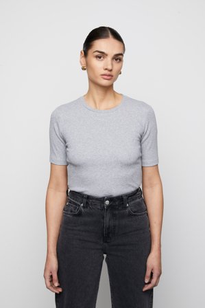 CAMILLA PIHL - Pippa Rib Tee - Light Grey Melange SizeXS