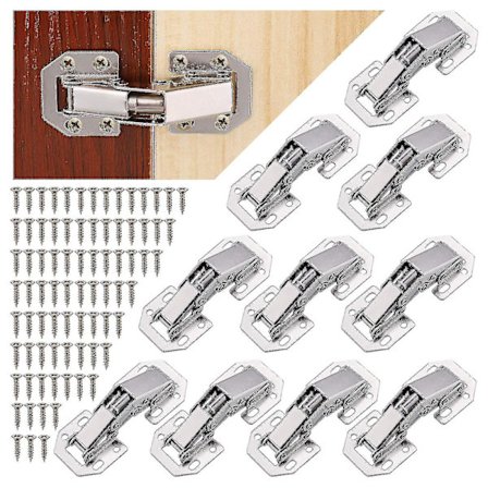 10 stk Skaphengsler med skruer, Soft Close hengsler for kjøkkenskapdører, 90 graders hengsel