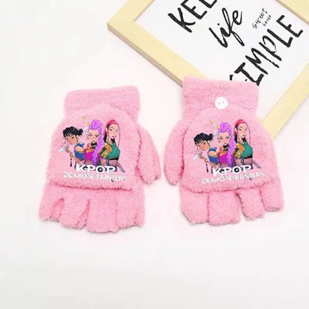 Kpop Devil Hunter Anime Handsker, Halvfinger Flip Handsker til Mænd og Kvinder, Vinter Varme Mode Tilbehør