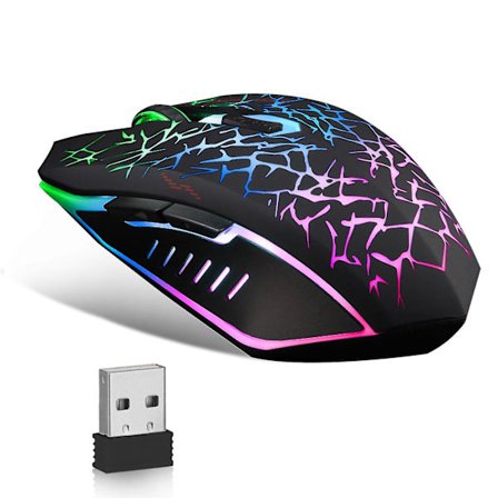 Trådløs Gaming Mus, Tsv Genopladelig Usb Mus Med 6 Knapper 7 Skiftelige Led Farve Ergonomisk Til Pc Computer Bærbar Gaming Pl