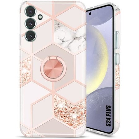 Silicon Skal - Booling - för Samsung Galaxy S24 Plus - Stötsäker - Rosa - Ring Stöd