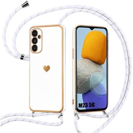 Coque Bandoulière - Samsung - Galaxy M23 5G - TPU Mjuk - Stöttålig - Hjärtmönster