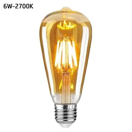 Krystalpære ST64 LED-pære 6W-2700K 6W-2700K