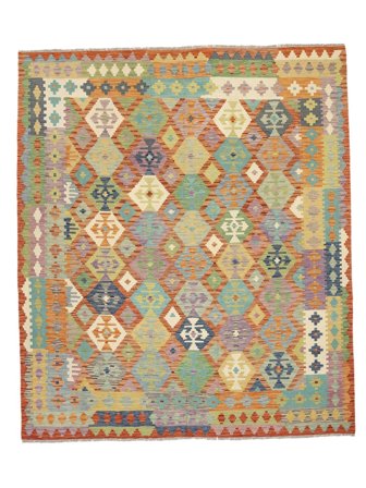 Handgewebt Kelim Afghan Old Stil Teppich 253X291 Braun/Dunkelgrün