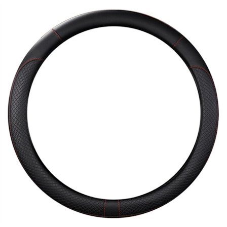 Universal Bil Dörrhandtagsöverdrag Trim 38cm PU Läder Bil Ratt Inredningstillbehör Svart