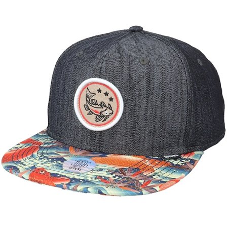 Djinns - 6P Sb Koi Linen Rev. Black Snapback Snapback Black Cap - @ Hatstore