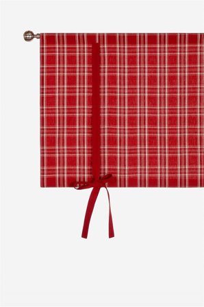 Cellbes of Sweden - Rutig julgardin X-mas check - röd - - 140 x 100 cm