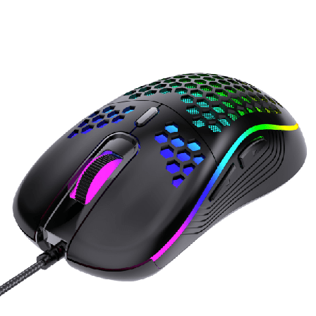 1 Pack Hollow Mouse langallinen mekaaninen pelihiiri värillisillä LED-valoilla, hiljaisella napsautuksella, 2.4G USB nanovastaanotin