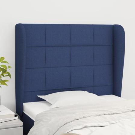 Vidaxl Huvudgavel Med Kanter Blå 93x23x118/128 Cm Tyg Blå