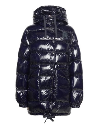 Md High Gloss Hooded Down Coat Fôret Jakke Blå Tommy Hilfiger*Betinget Tilbud