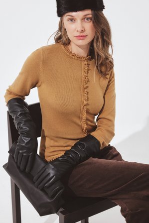 NA-KD Knitted Fringe Detail Top - Strikkede toppe - Brun - M