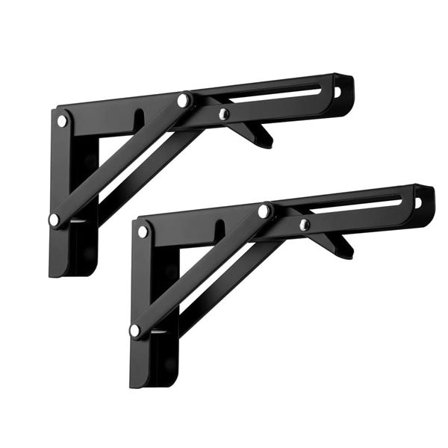 Taitettava kiinnike 250 x 115 mm - svart metallia seinäasennukseen