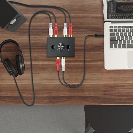 RCA Stereo Audio Bi-Directional Switch med Mute-knapp Portabel L / R Stereo Audio Switch Audio Splitter 2 X 1/1 X 2