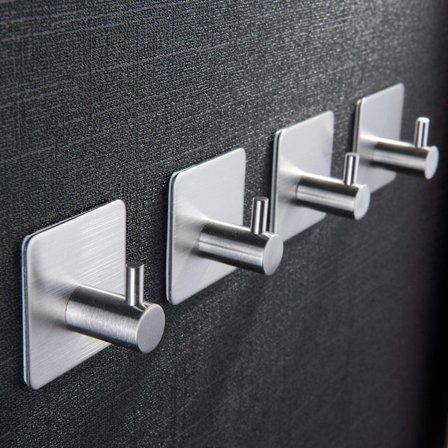 Vattentäta Självhäftande Krokar, Rostfria Kraftiga Krokar för Jacka, Hatt, Handduk Morgonrock Krokställning Väggmontering, Modern Design för Badrum 