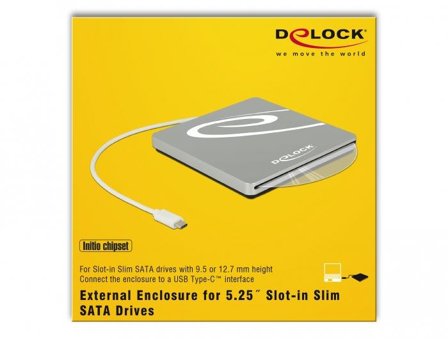 Delock 5.25 External Enclosure Slot-in Slim SATA > USB C - drevkabinett - SATA - USB 3.1 (Gen 1)