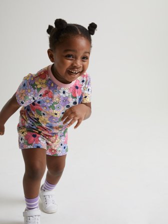 Polarn O. Pyret - T-shirt with floral print - 86 - Childrenswear - pink