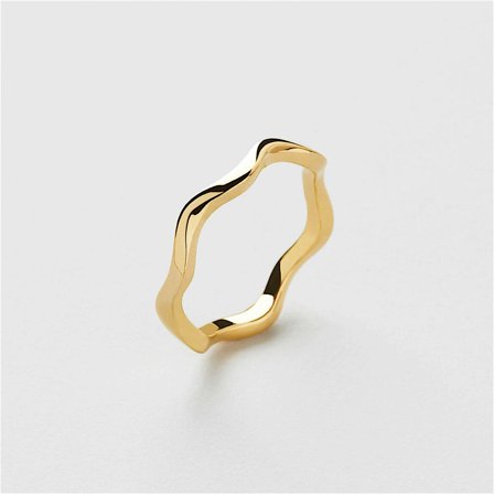 Wavy Ring - 18K Guldpläterat Sterling Silver - Safira